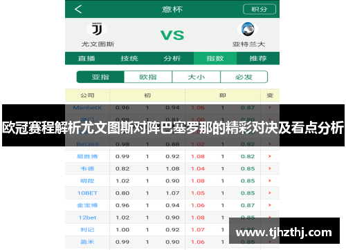 欧冠赛程解析尤文图斯对阵巴塞罗那的精彩对决及看点分析